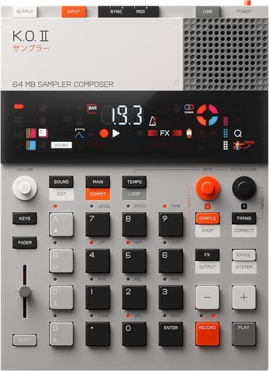 teenage engineering EP–133 K.O. II sampler, drum machine and sequencer with built-in microphone and effects