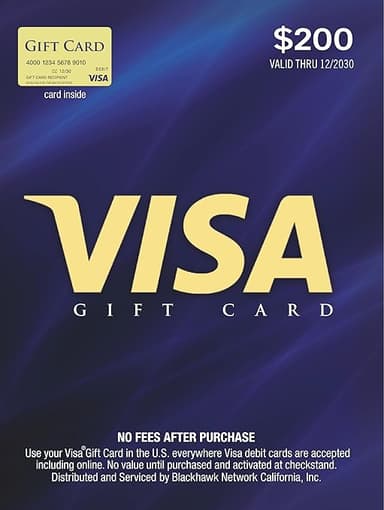 Visa $200 Gift Card (plus $4.95 Purchase Fee)